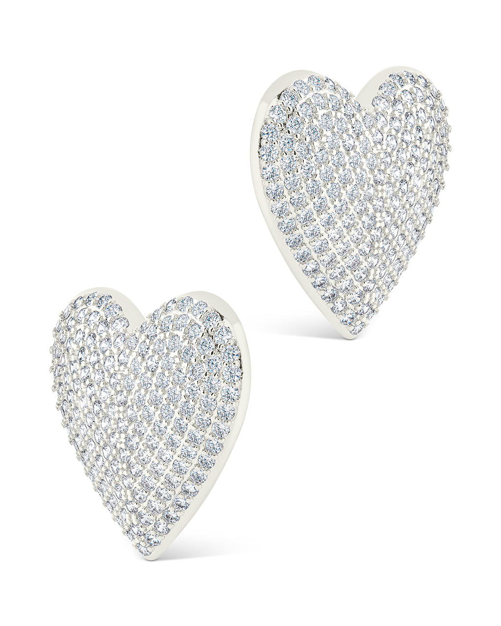 Disco Heart CZ Statement Stud Earrings