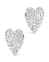 Disco Heart CZ Statement Stud Earrings - Sterling Forever