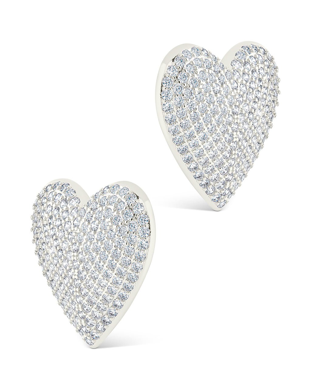 Disco Heart CZ Statement Stud Earrings - Sterling Forever