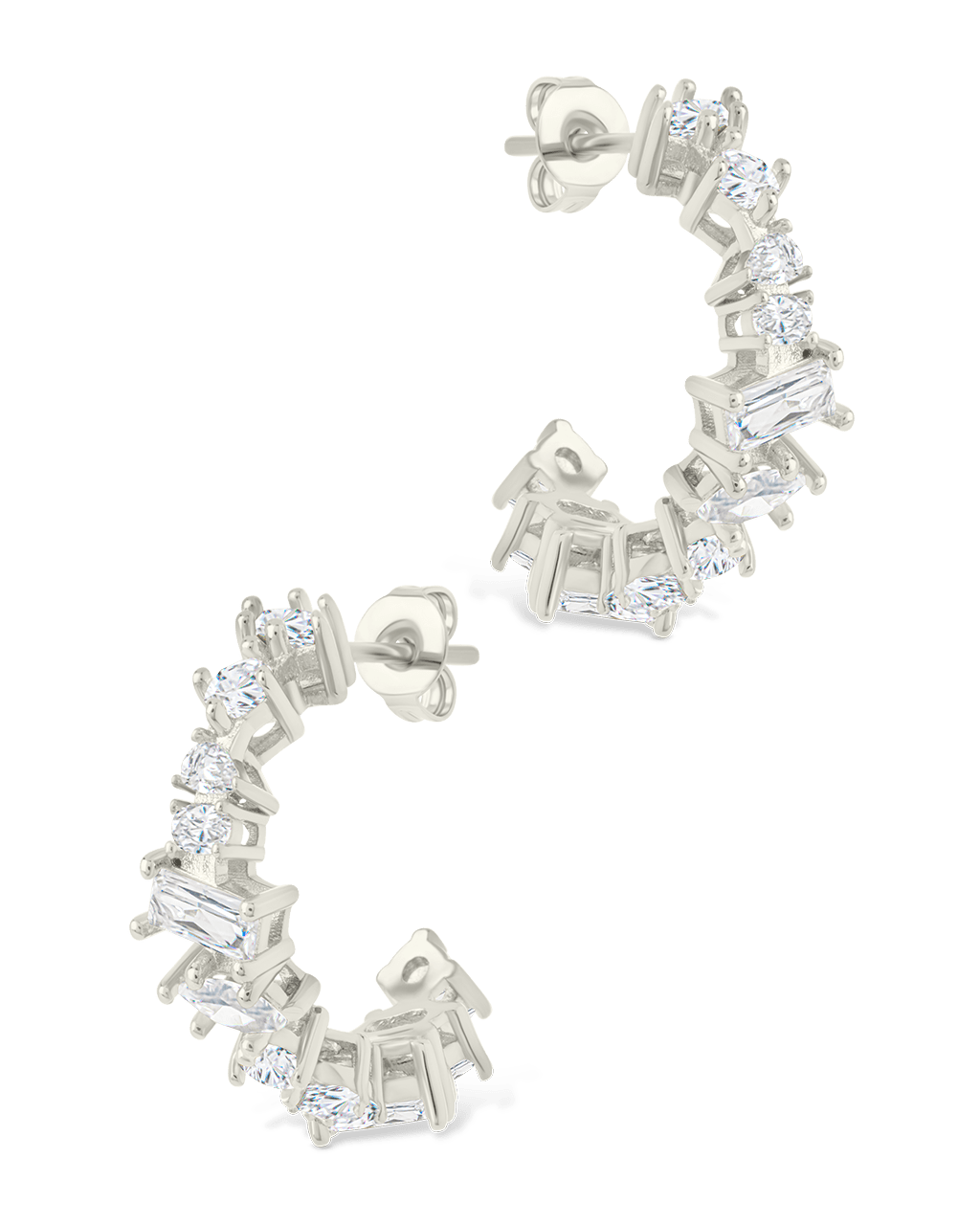 Keziah Geo Cut CZ Hoops - Sterling Forever