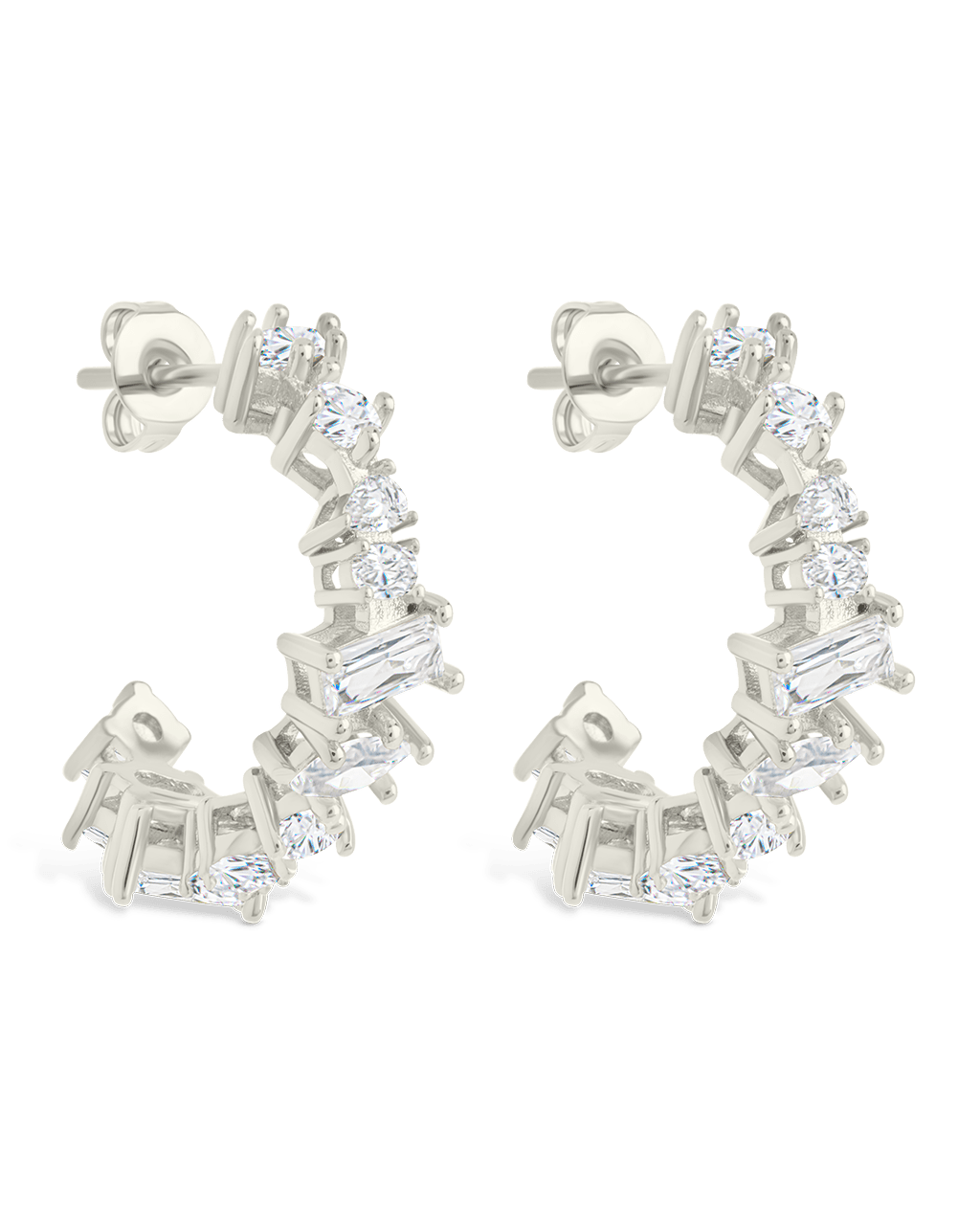 Keziah Geo Cut CZ Hoops - Sterling Forever