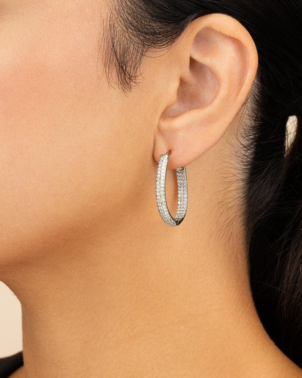 Melba Pave CZ Hoops - Sterling Forever