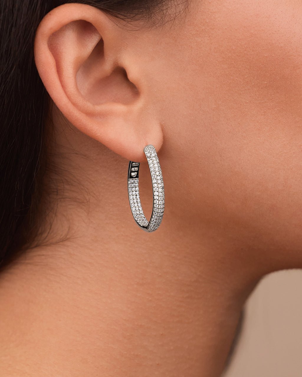 Melba Pave CZ Hoops - Sterling Forever