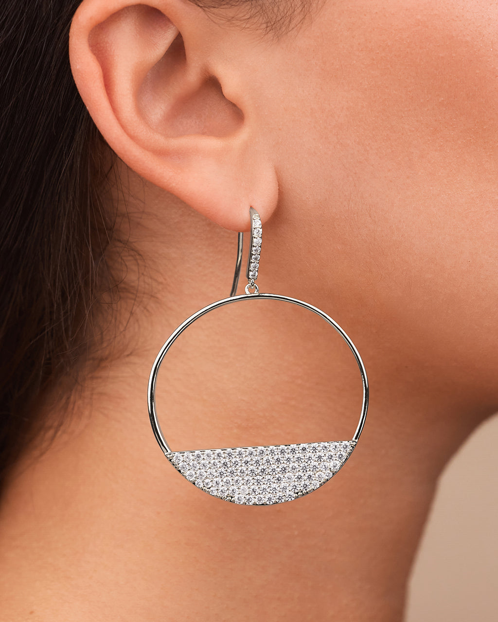 Harriet CZ Half Circle Dangle Earrings