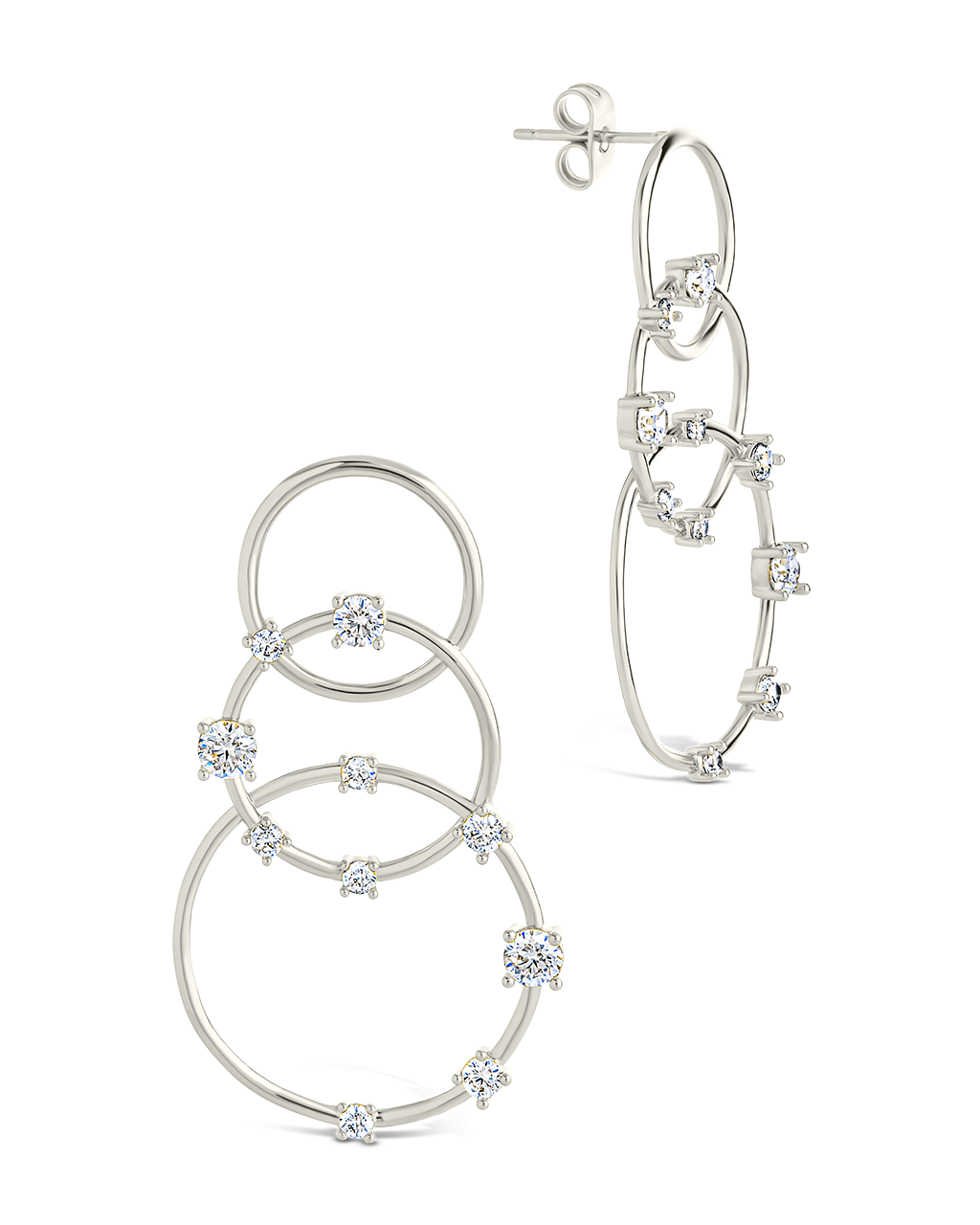 Drusilla CZ Triple Circle Drop Earrings