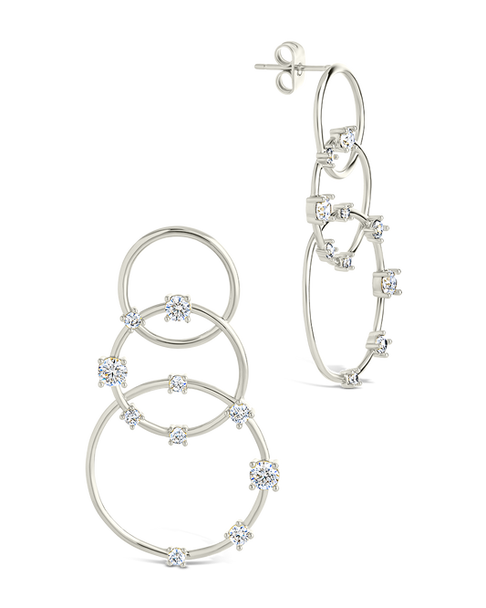 Drusilla CZ Triple Circle Drop Earrings