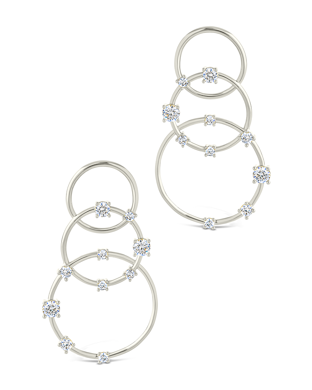 Drusilla CZ Triple Circle Drop Earrings