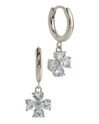 Bria CZ Flower Charm Micro Hoops