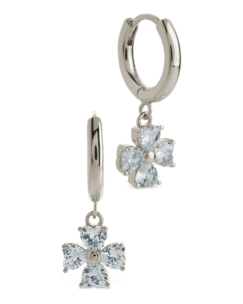 Bria CZ Flower Charm Micro Hoops
