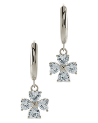 Bria CZ Flower Charm Micro Hoops