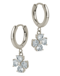 Bria CZ Flower Charm Micro Hoops