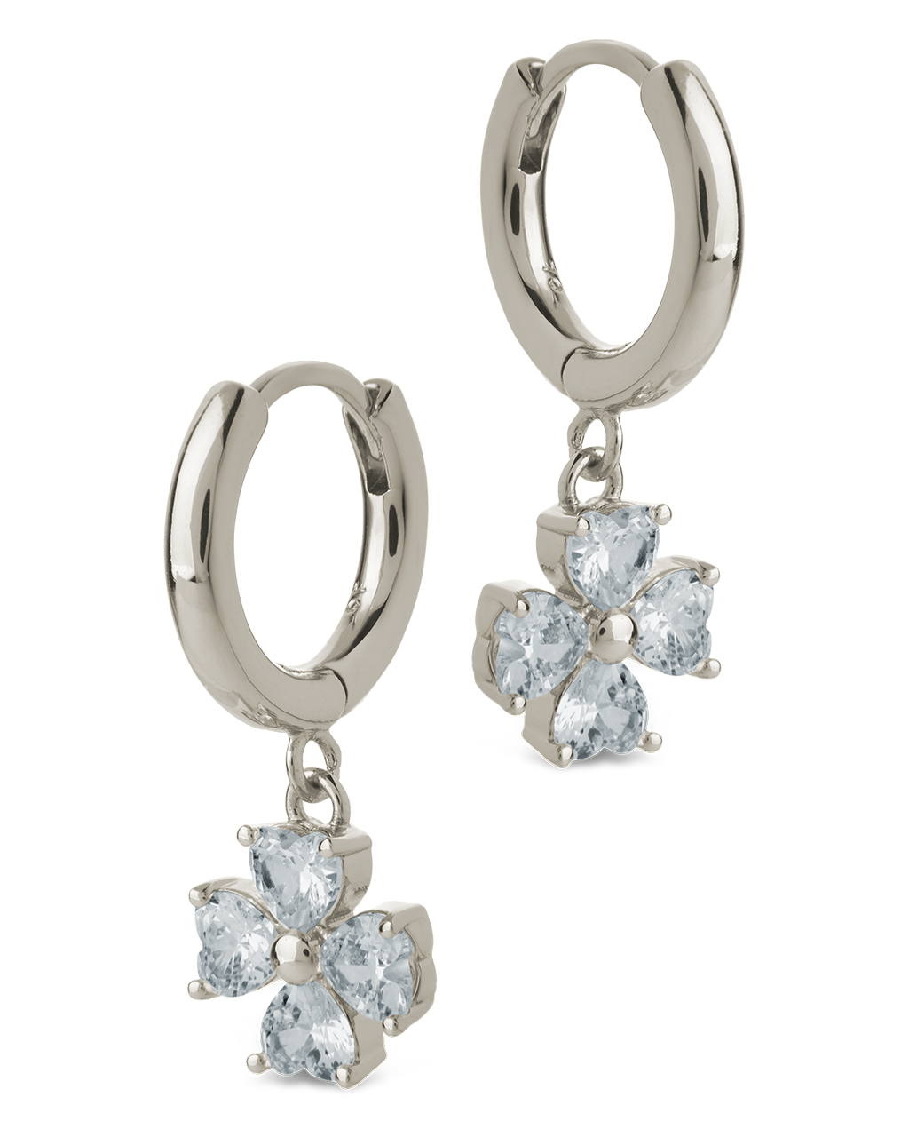 Bria CZ Flower Charm Micro Hoops