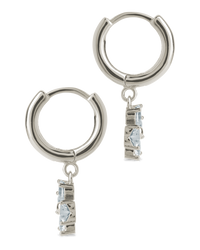 Bria CZ Flower Charm Micro Hoops