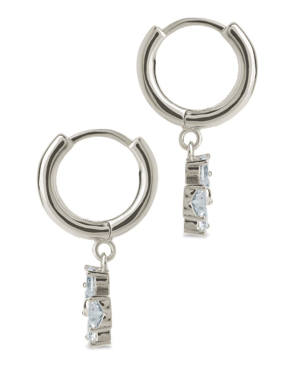 Bria CZ Flower Charm Micro Hoops