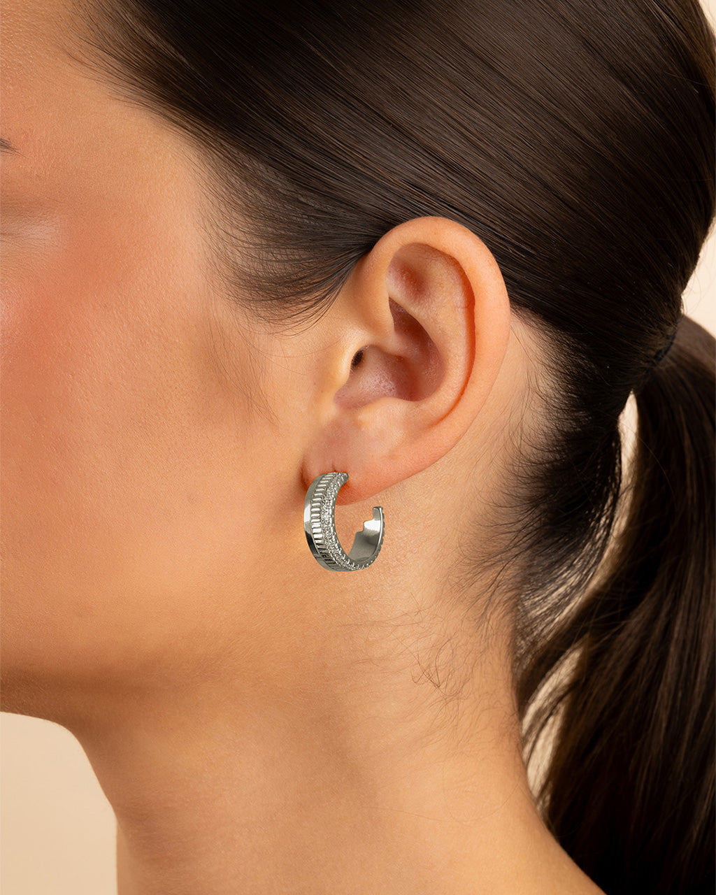 Anika CZ Textured Hoops