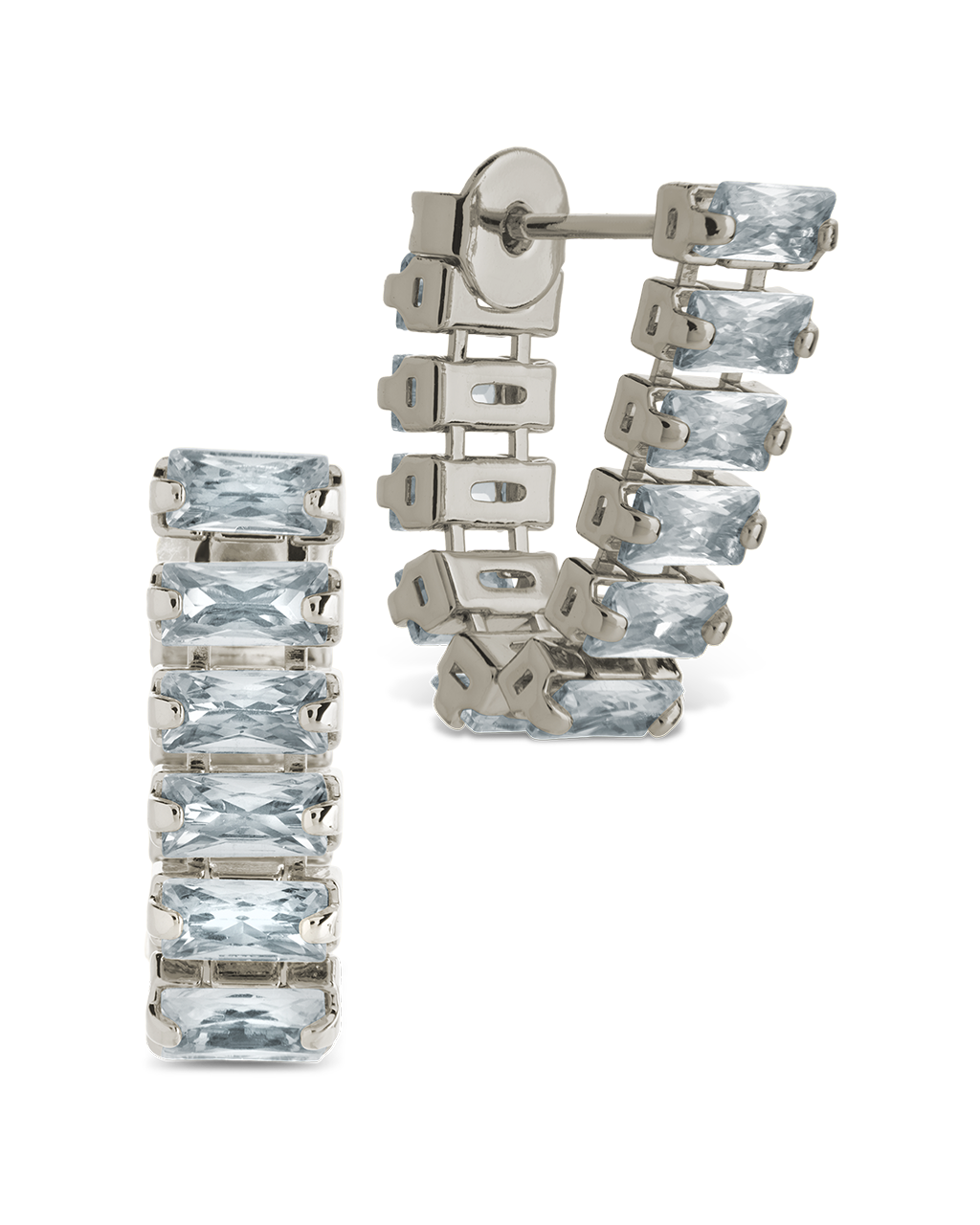 Jayla Baguette Linear Hoop Earrings