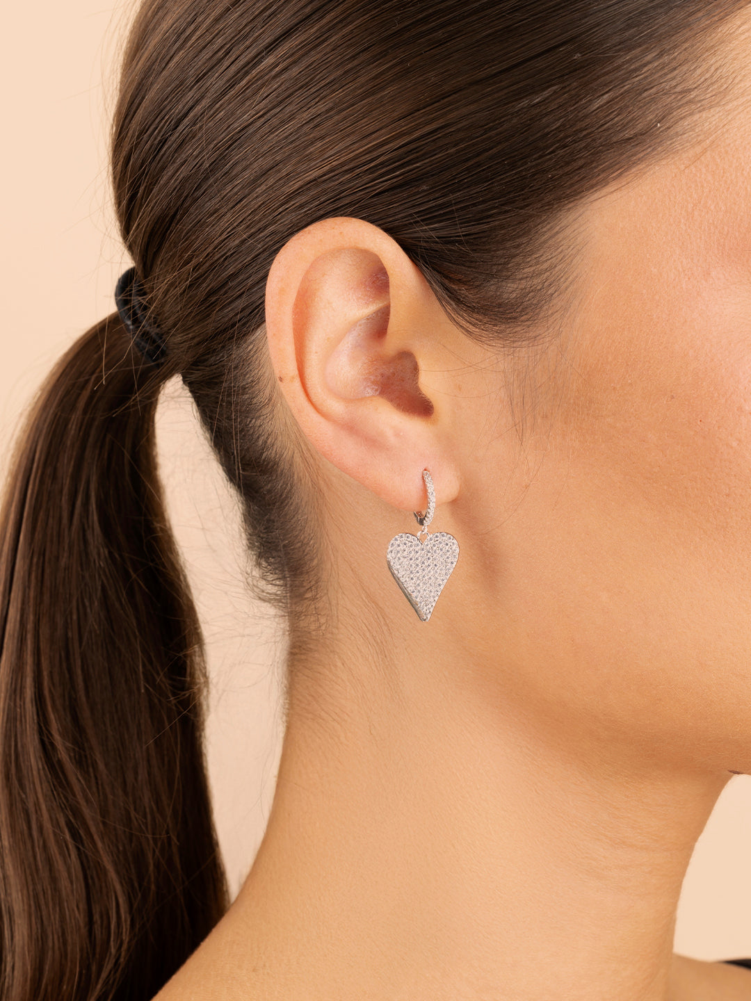 Kairi Pavé Heart Dangle Earrings