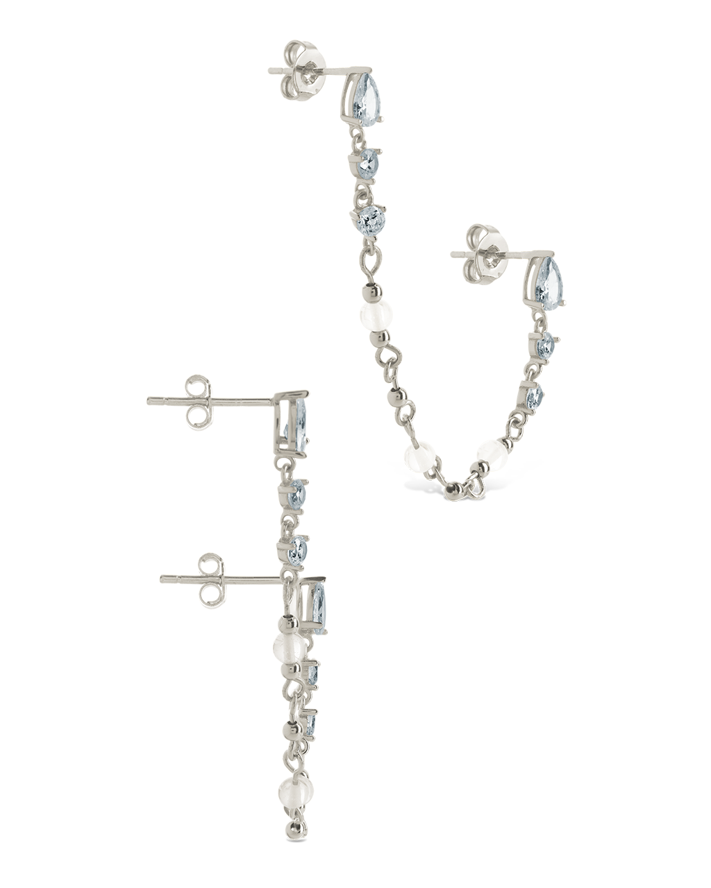 Teardrop Double Dangle Chain Earrings