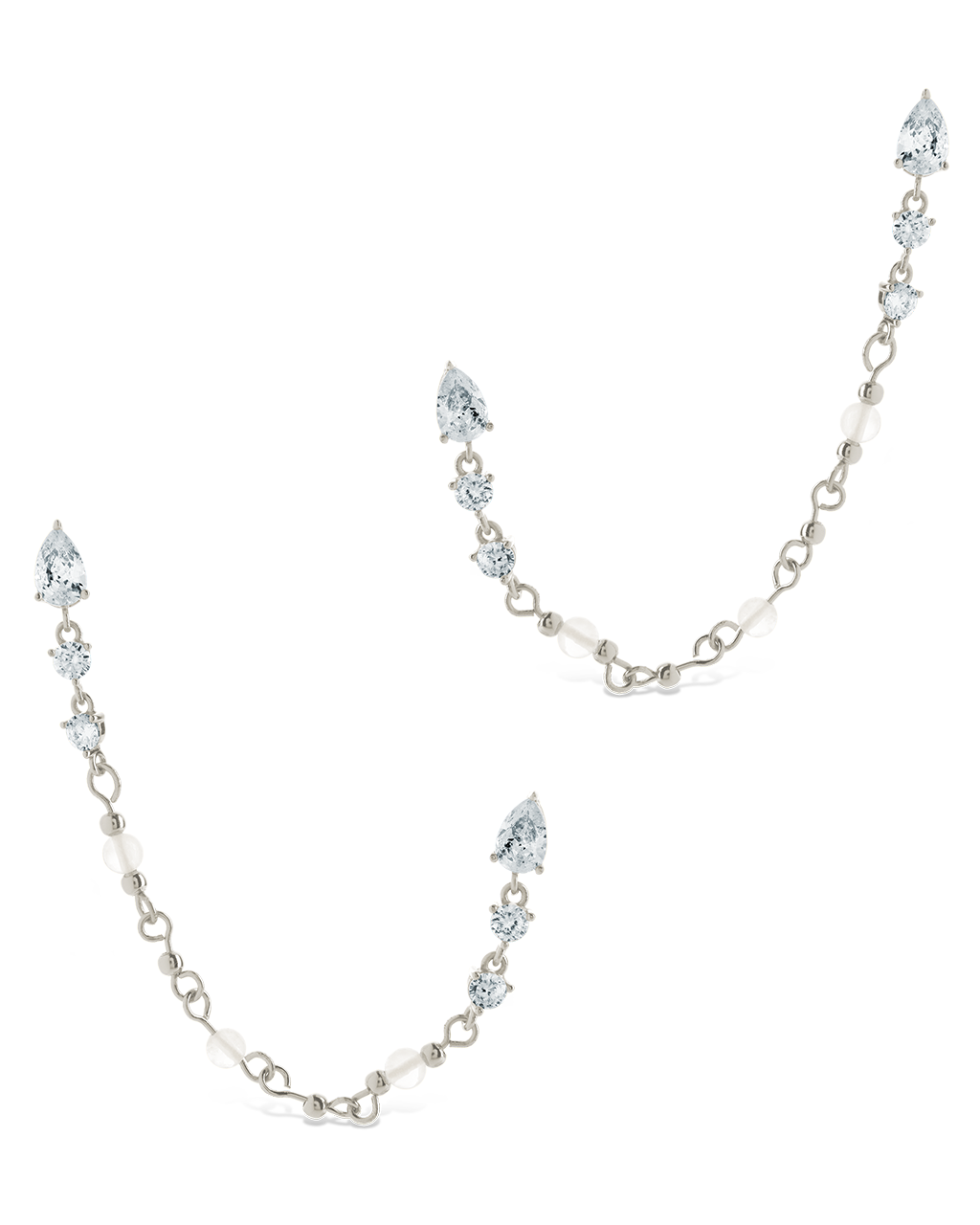 Teardrop Double Dangle Chain Earrings