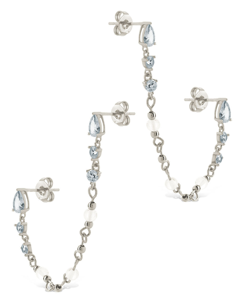 Teardrop Double Dangle Chain Earrings