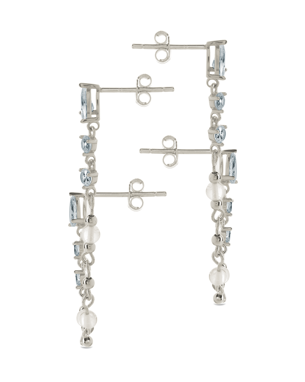 Teardrop Double Dangle Chain Earrings