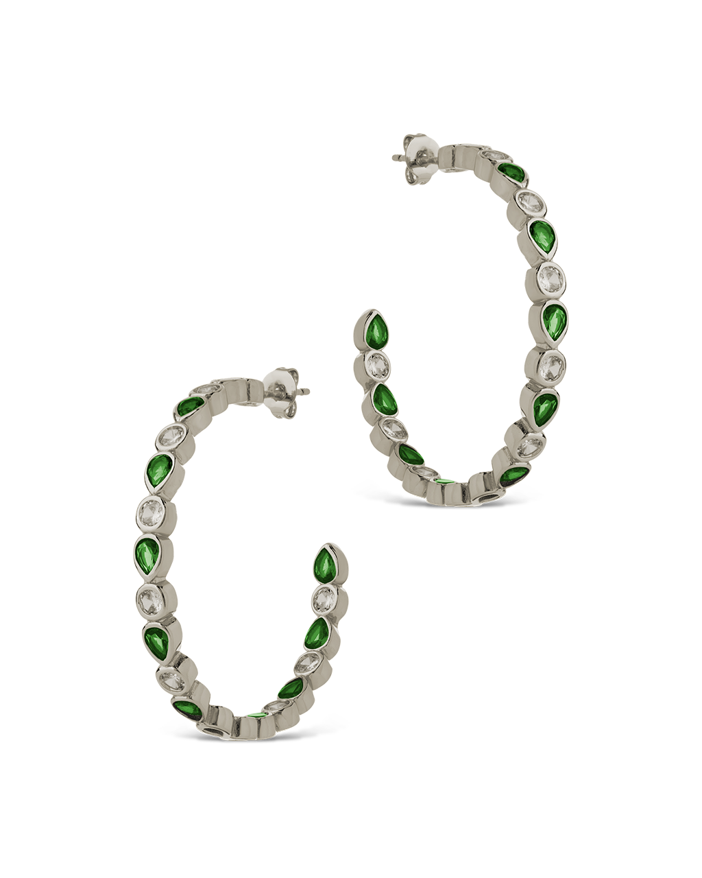 Bezel Set Mixed CZ Hoops