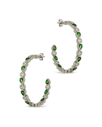 Bezel Set Mixed CZ Hoops - Sterling Forever