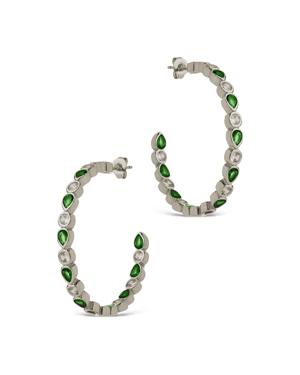 Bezel Set Mixed CZ Hoops - Sterling Forever