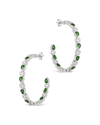 Bezel Set Mixed CZ Hoops