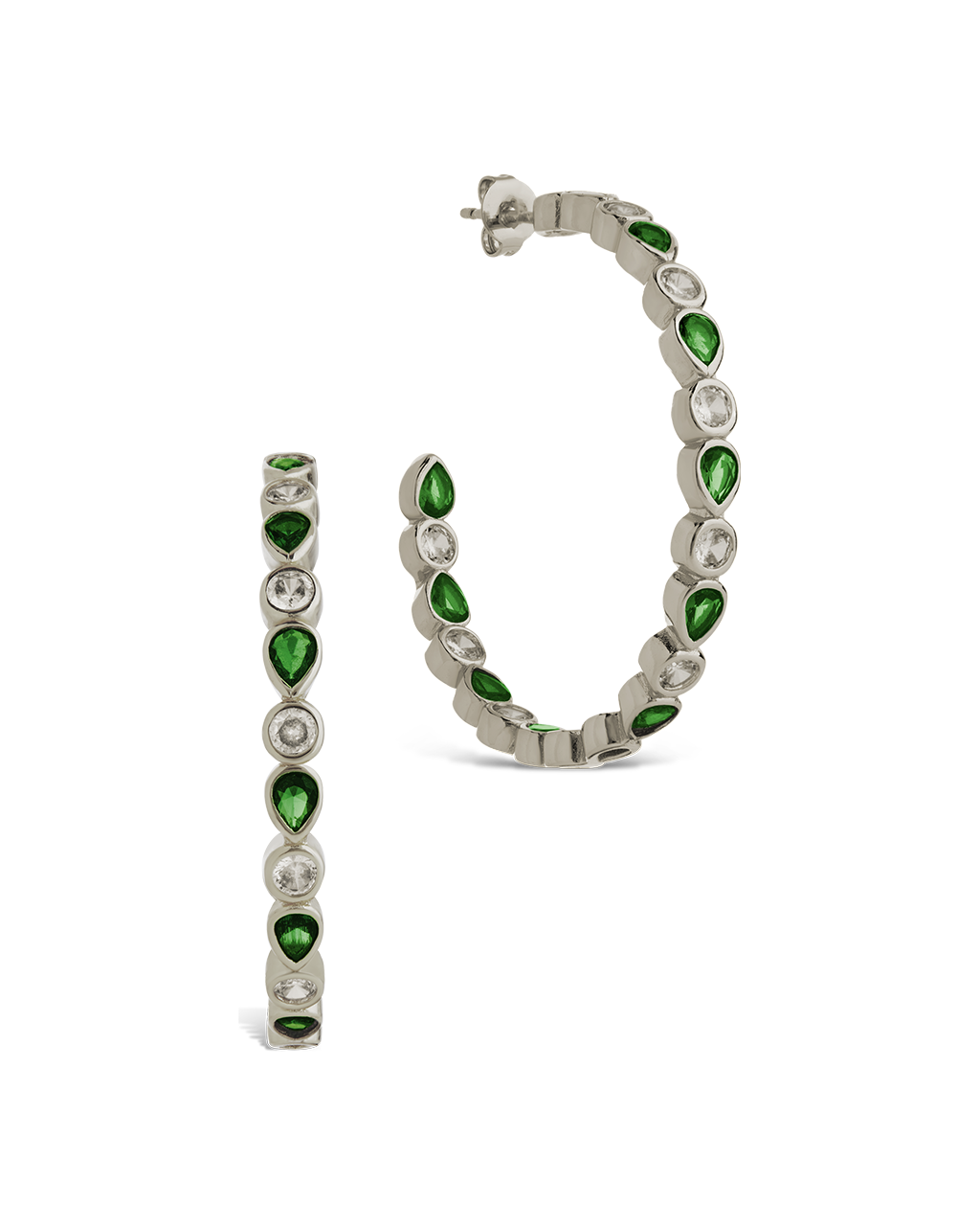 Bezel Set Mixed CZ Hoops