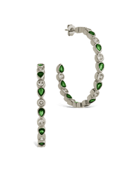 Bezel Set Mixed CZ Hoops - Sterling Forever