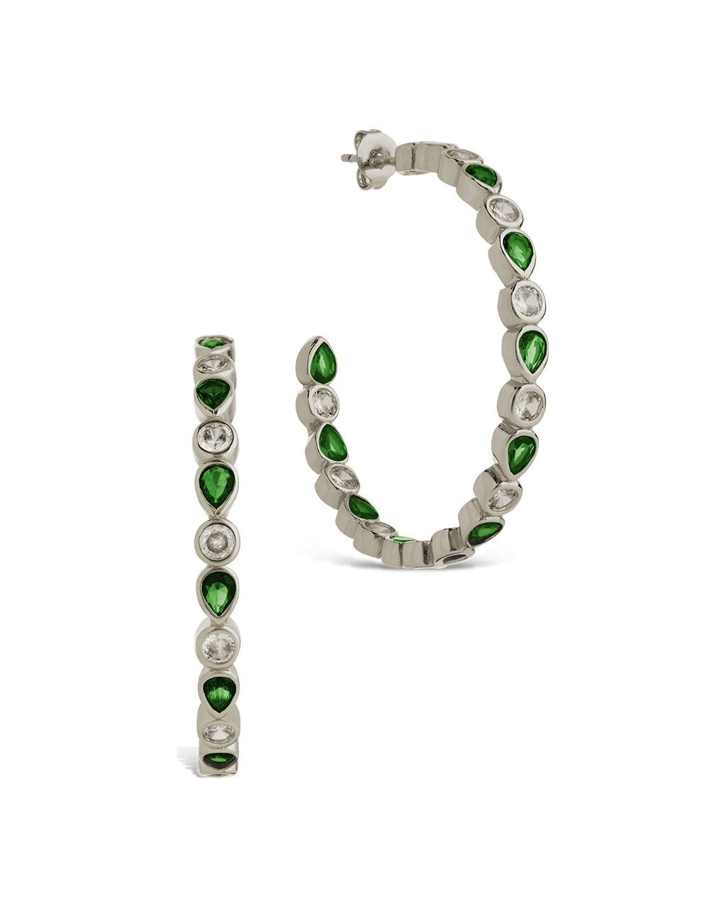 Bezel Set Mixed CZ Hoops - Sterling Forever