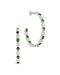 Bezel Set Mixed CZ Hoops