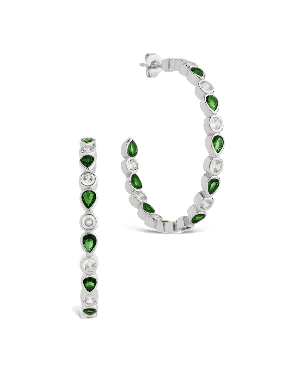 Bezel Set Mixed CZ Hoops