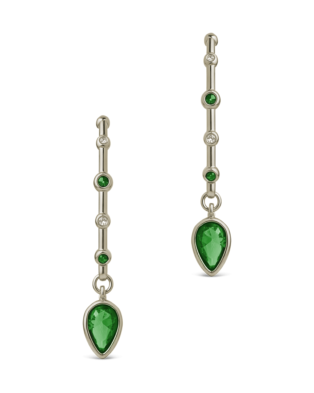 Bezel CZ Station Hoop Earrings - Sterling Forever