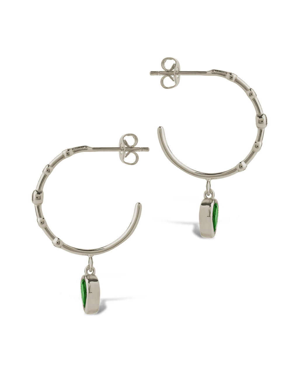 Bezel CZ Station Hoop Earrings - Sterling Forever