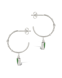 Bezel CZ Station Hoop Earrings