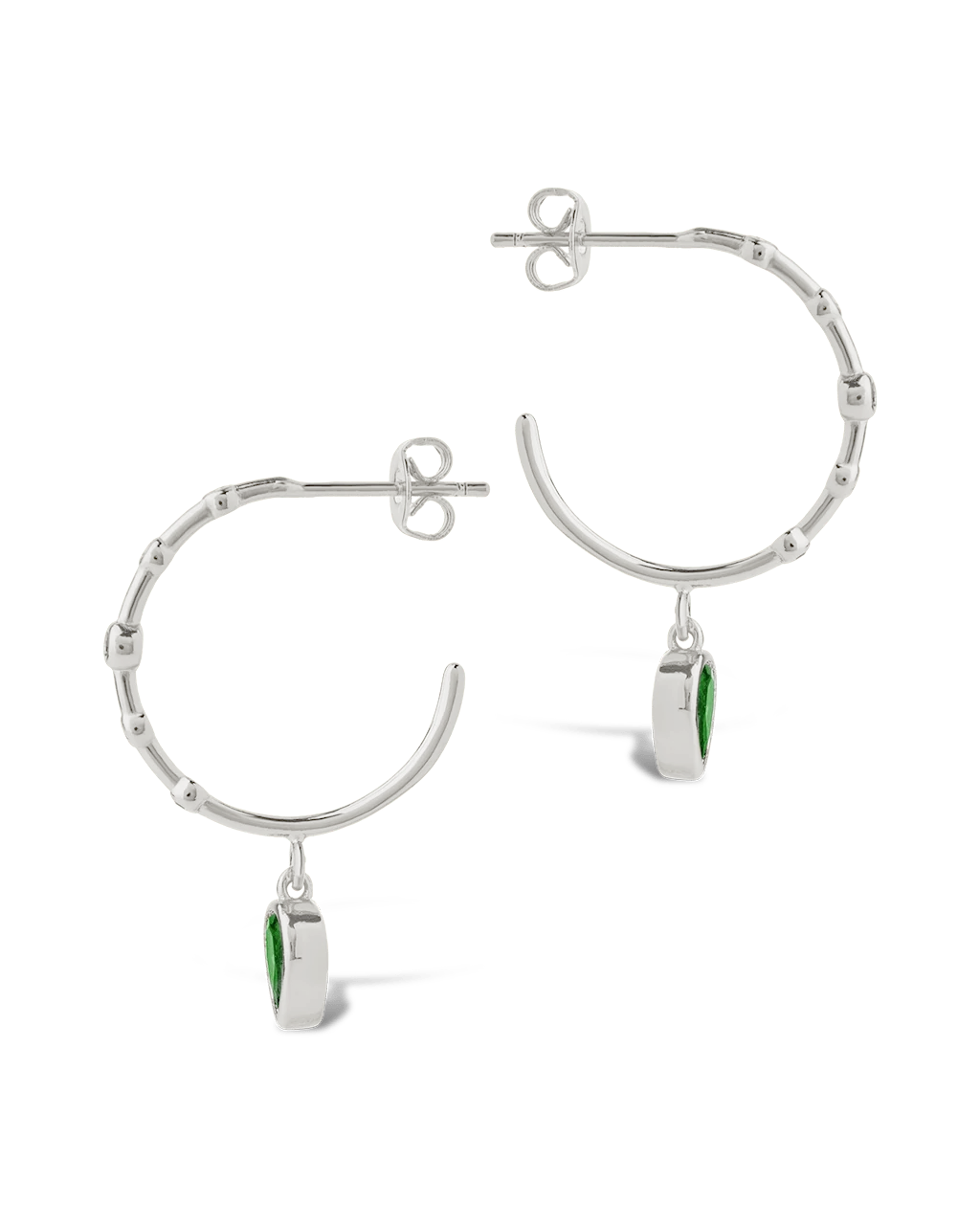 Bezel CZ Station Hoop Earrings