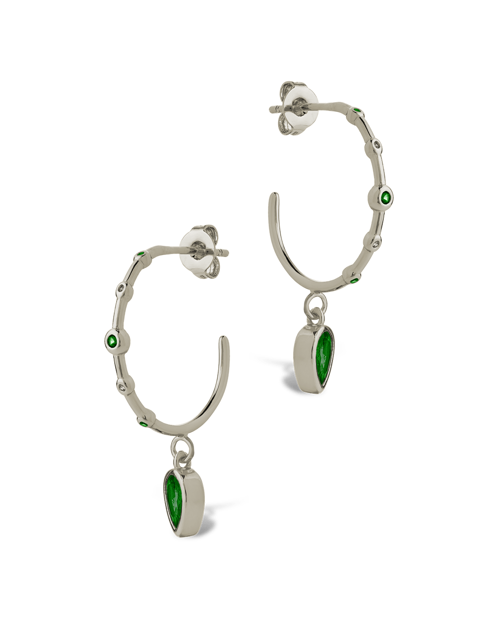 Bezel CZ Station Hoop Earrings - Sterling Forever