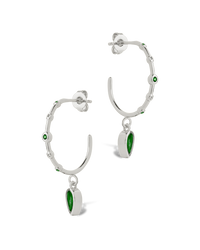 Bezel CZ Station Hoop Earrings