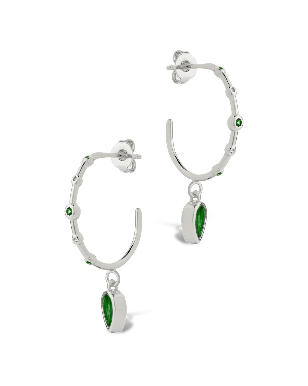 Bezel CZ Station Hoop Earrings