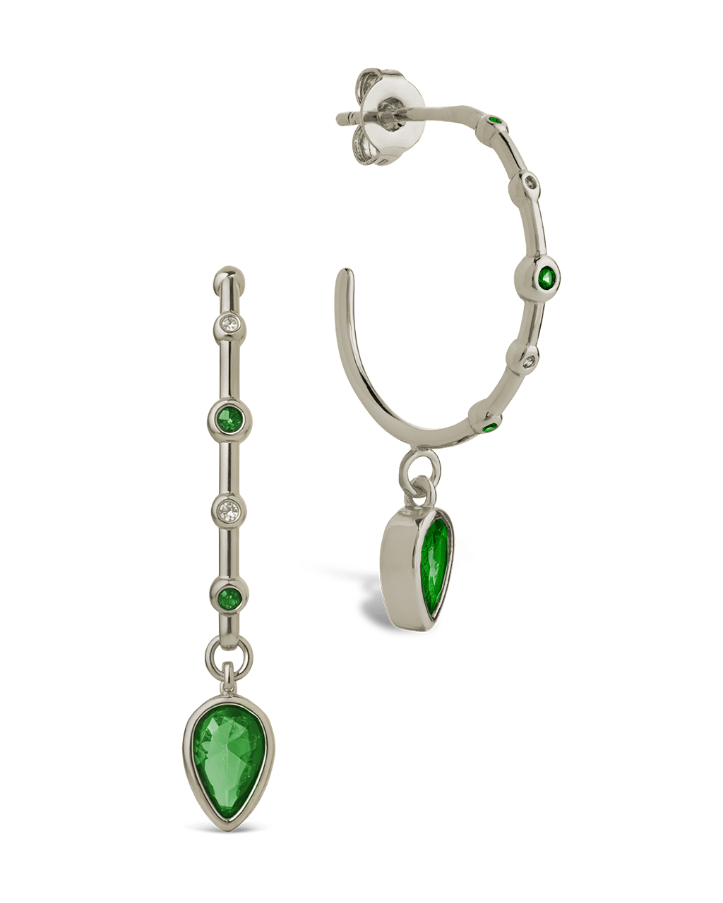 Bezel CZ Station Hoop Earrings - Sterling Forever