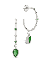 Bezel CZ Station Hoop Earrings