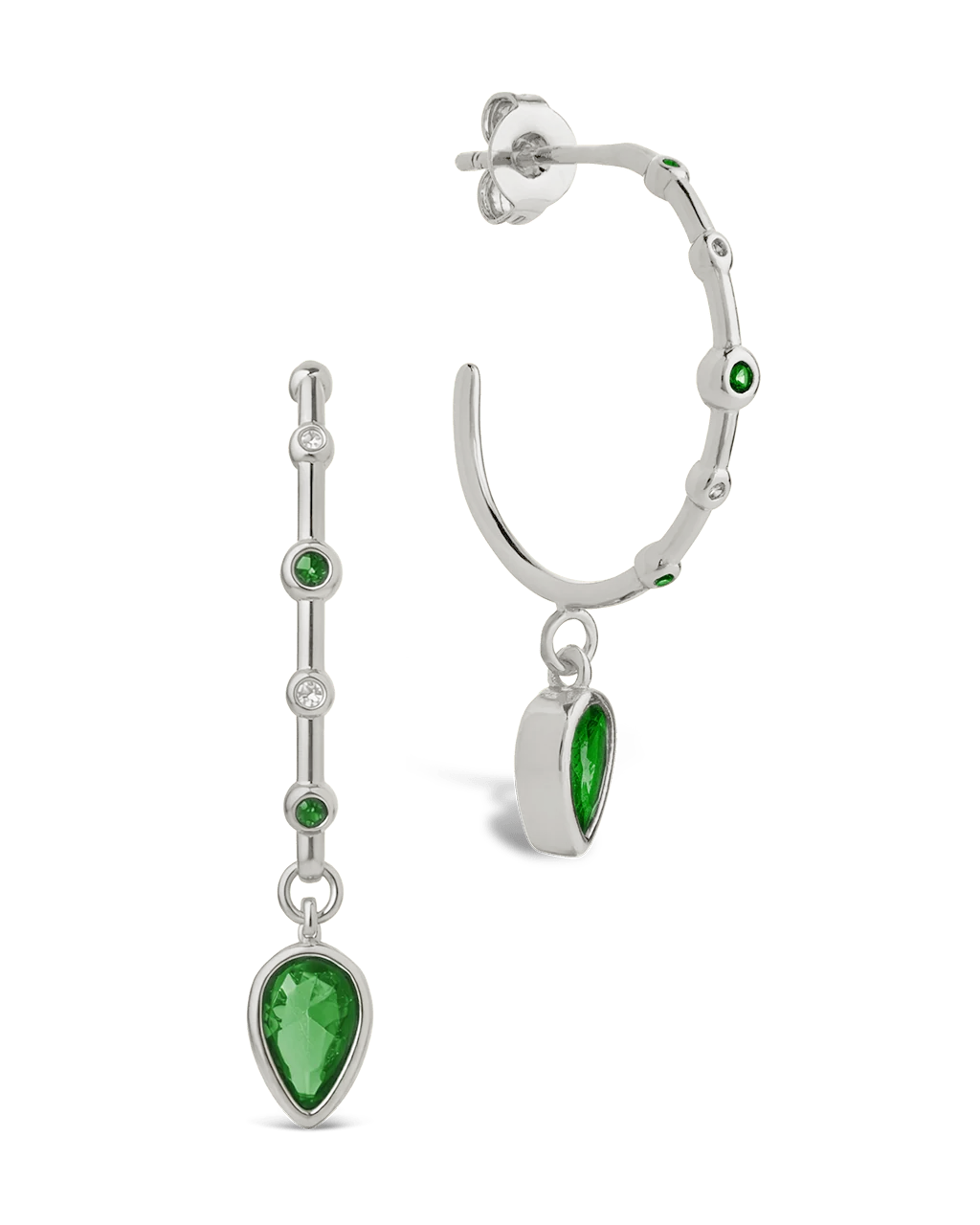 Bezel CZ Station Hoop Earrings
