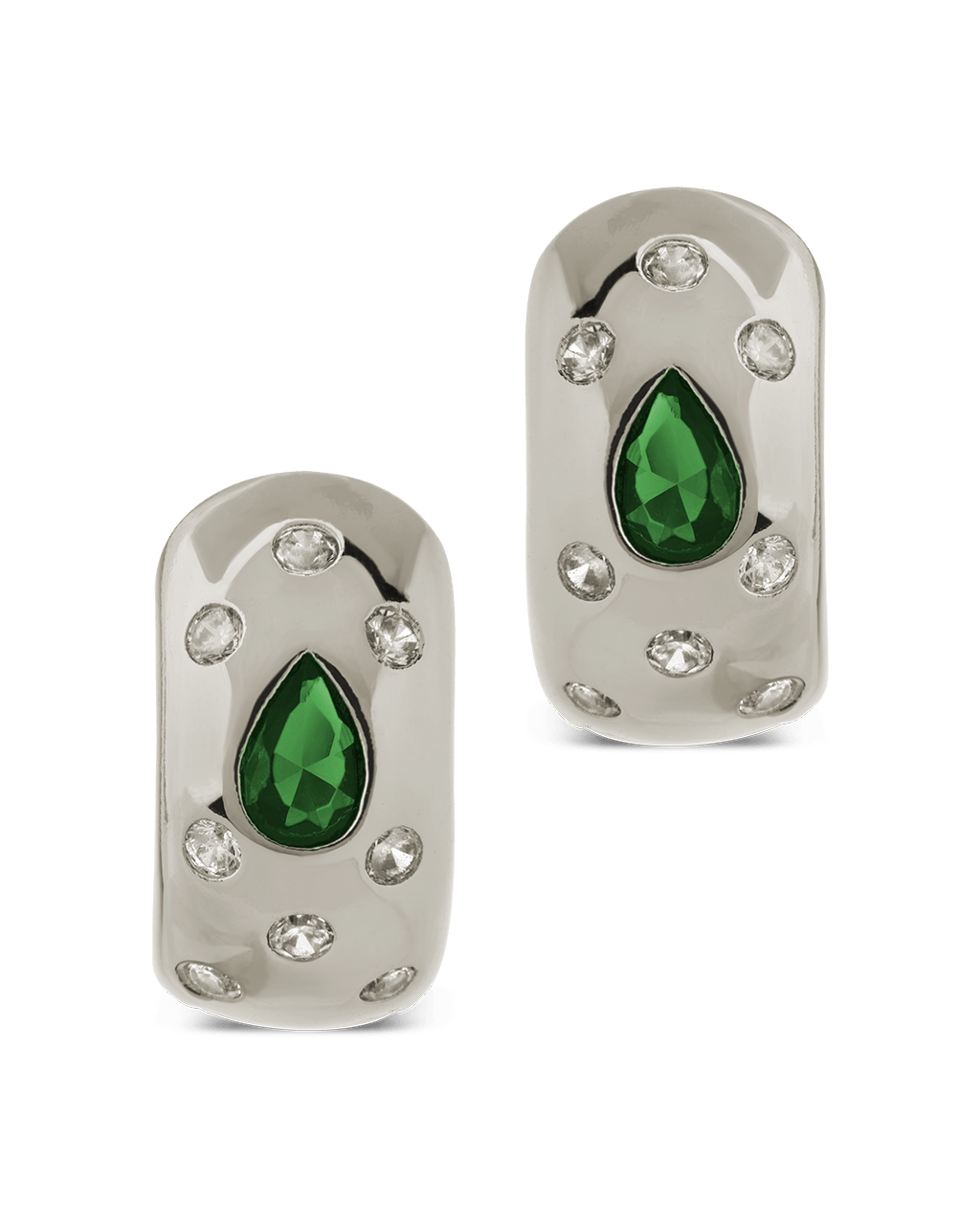 Mixed CZ Chunky Huggie Hoops - Sterling Forever