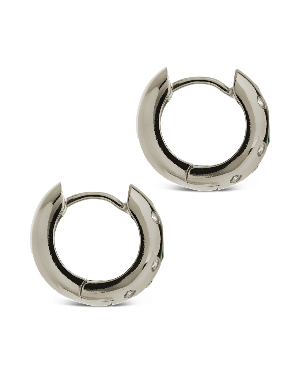 Mixed CZ Chunky Huggie Hoops - Sterling Forever
