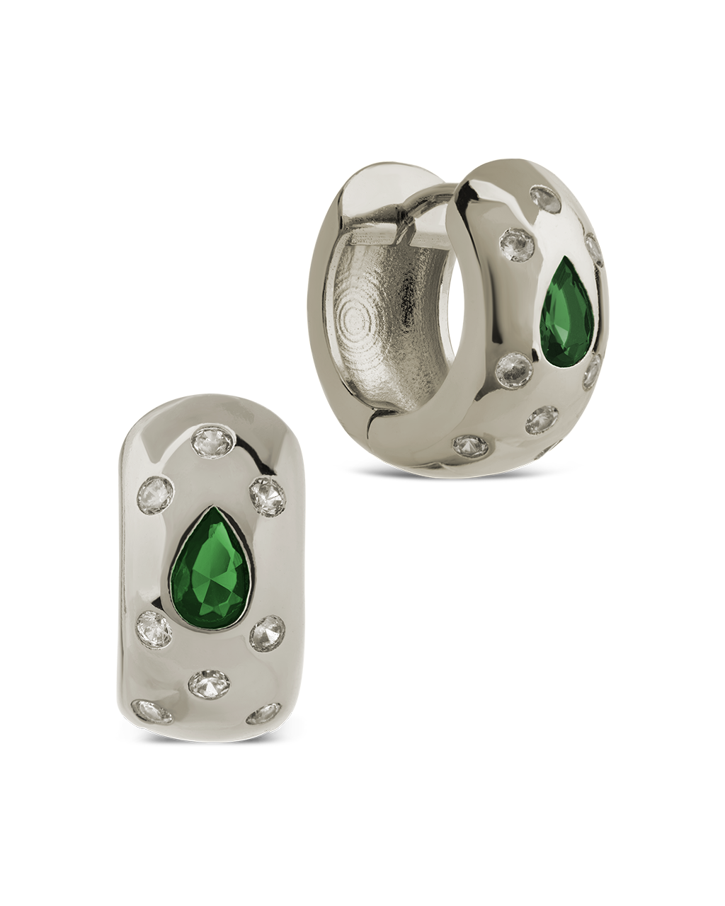 Mixed CZ Chunky Huggie Hoops