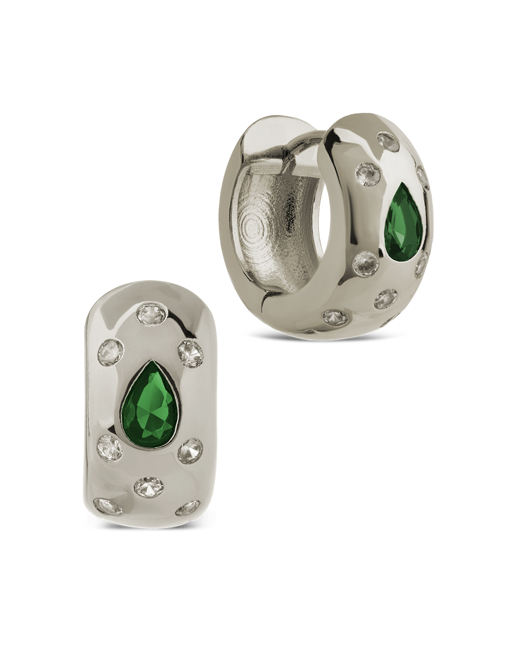 Mixed CZ Chunky Huggie Hoops - Sterling Forever