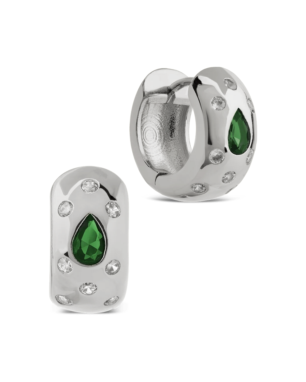 Mixed CZ Chunky Huggie Hoops