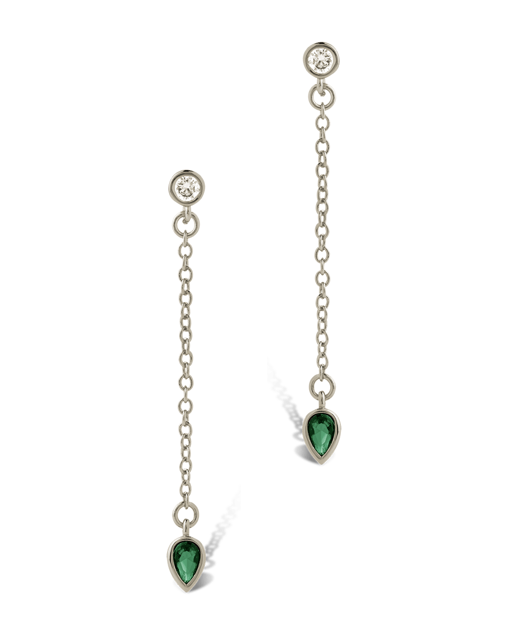 Delicate Chain Link CZ Drop Earrings - Sterling Forever